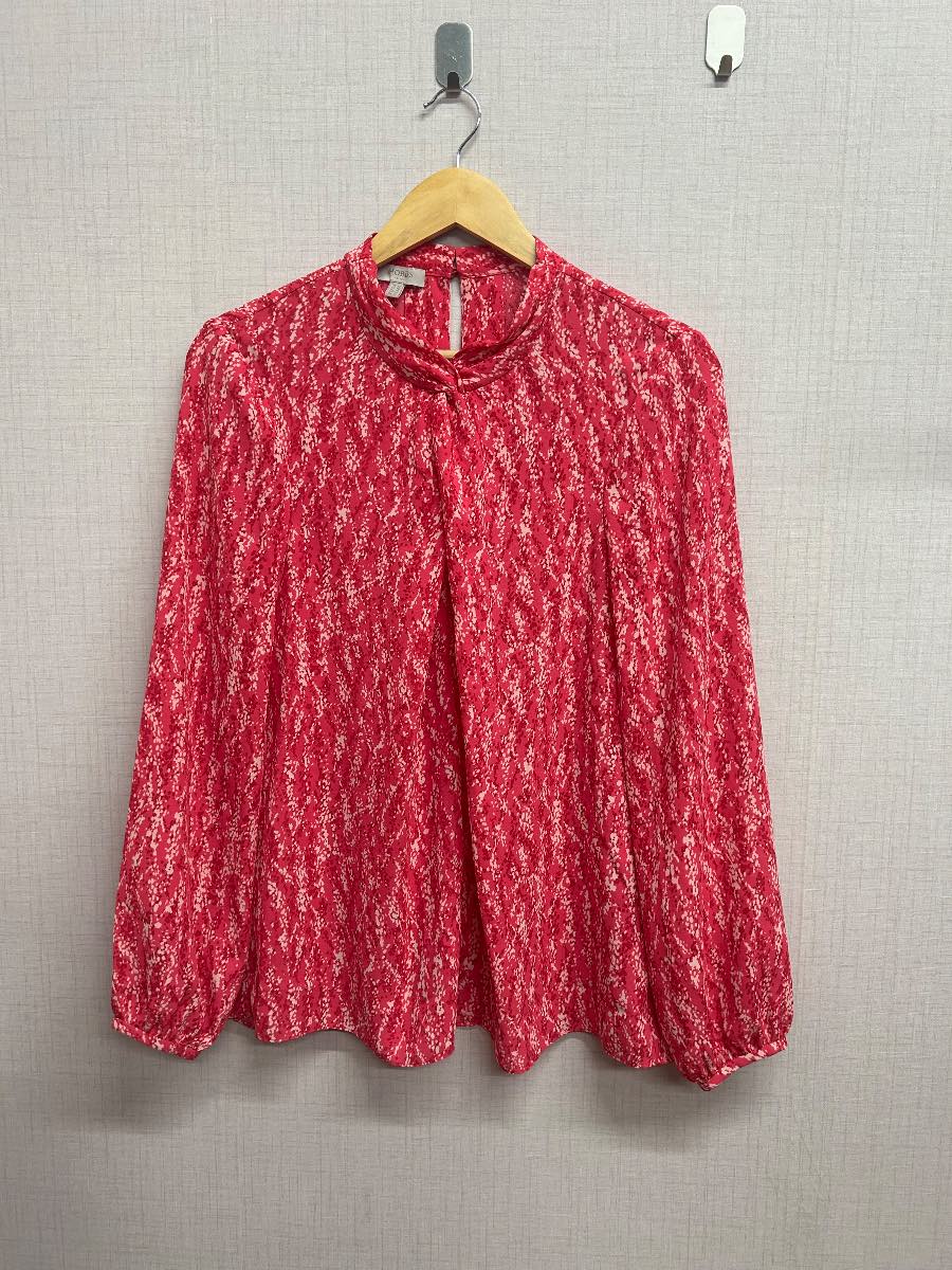 HOBBS London Hot Pink Abstract Print High Neck Blouse Top Size UK 12 Workwear