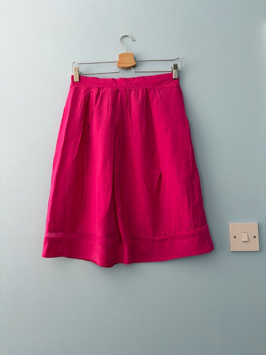 TU Sainsburys pink fuchsia A line skirt elastic waistband size UK 10 soft pleated women summer