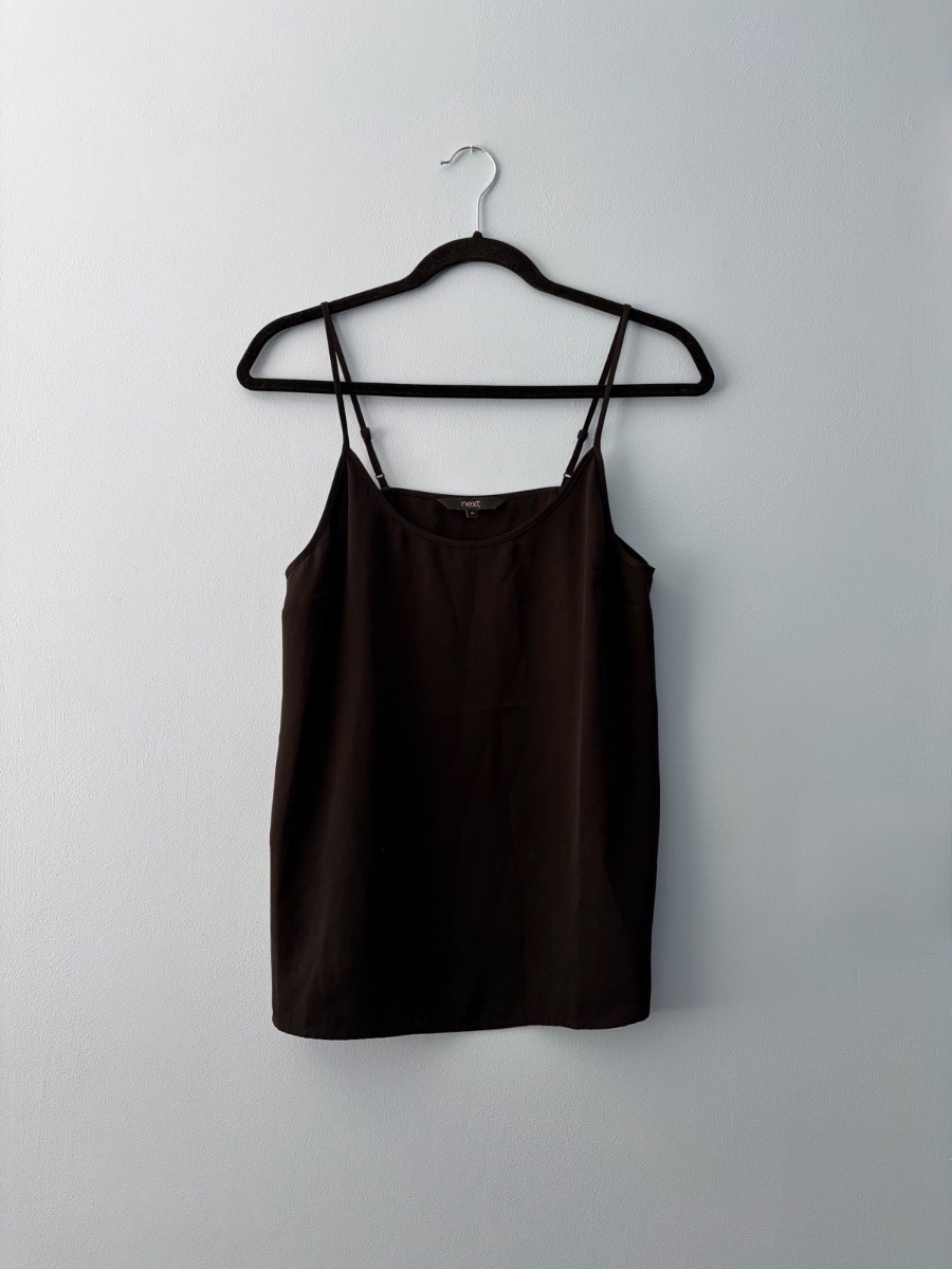 Next black vest cami top spaghetti straps adjustable size UK 10 simple