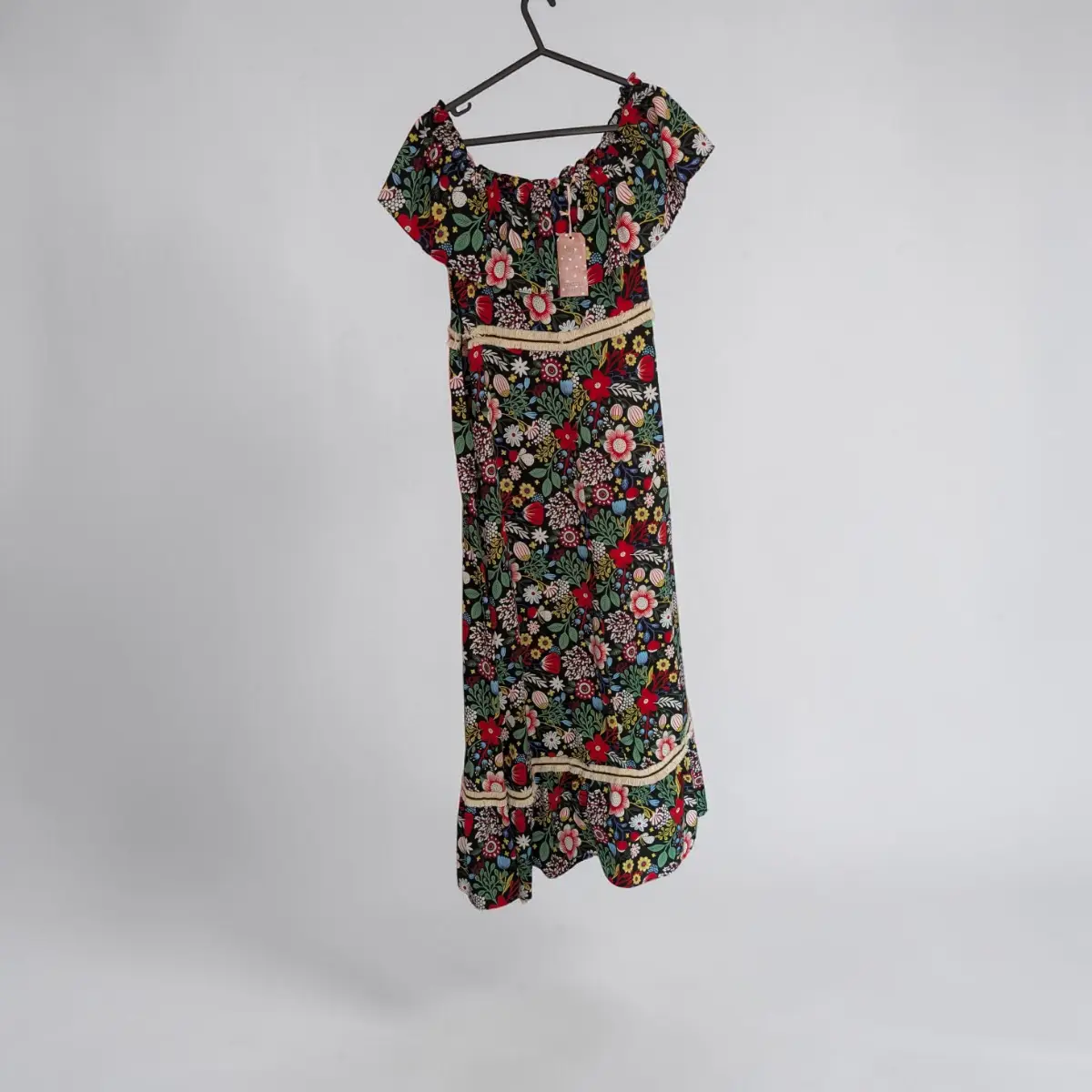 Traffic People Floral Fringe Maxi Dress Zip Faulty  Size 14