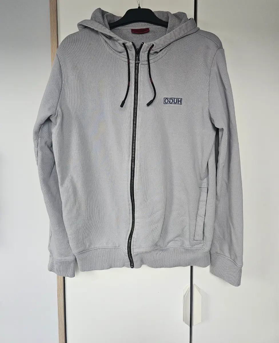 mens hugo full zip up hoodie, grey, S, good cond