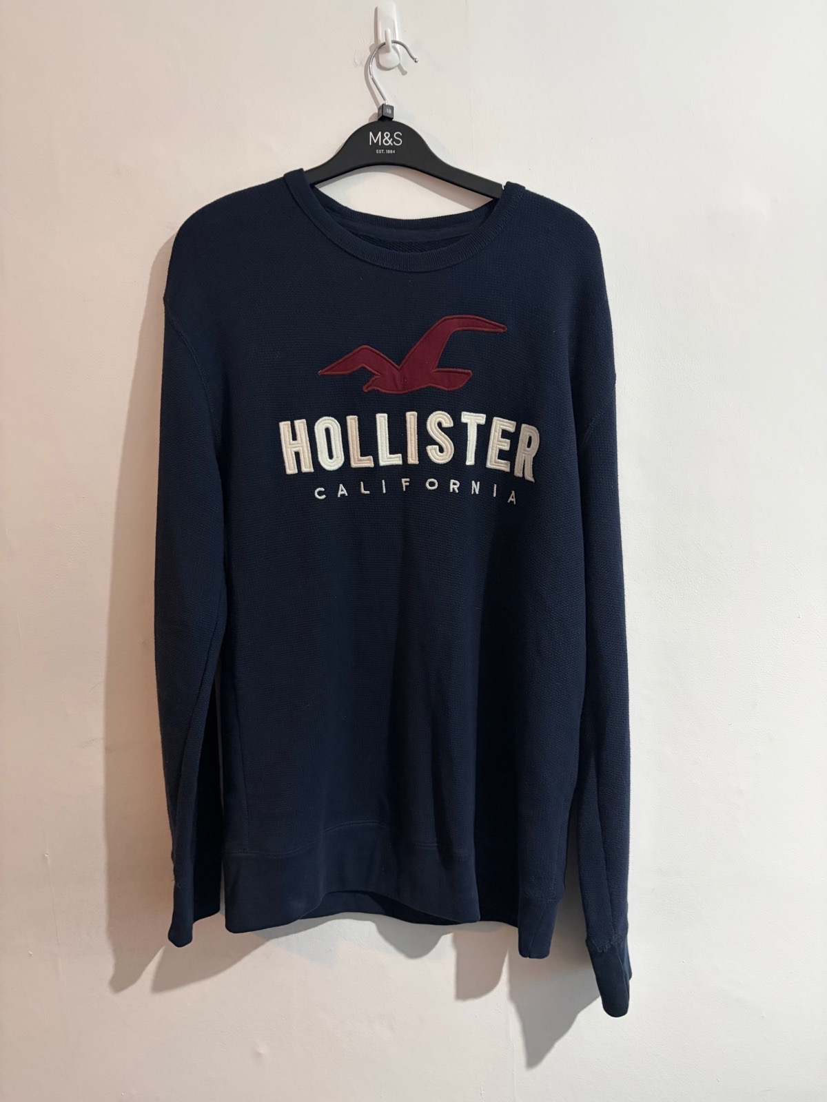 Hollister Men’s Navy Knitted Oversized Jumper Size Medium