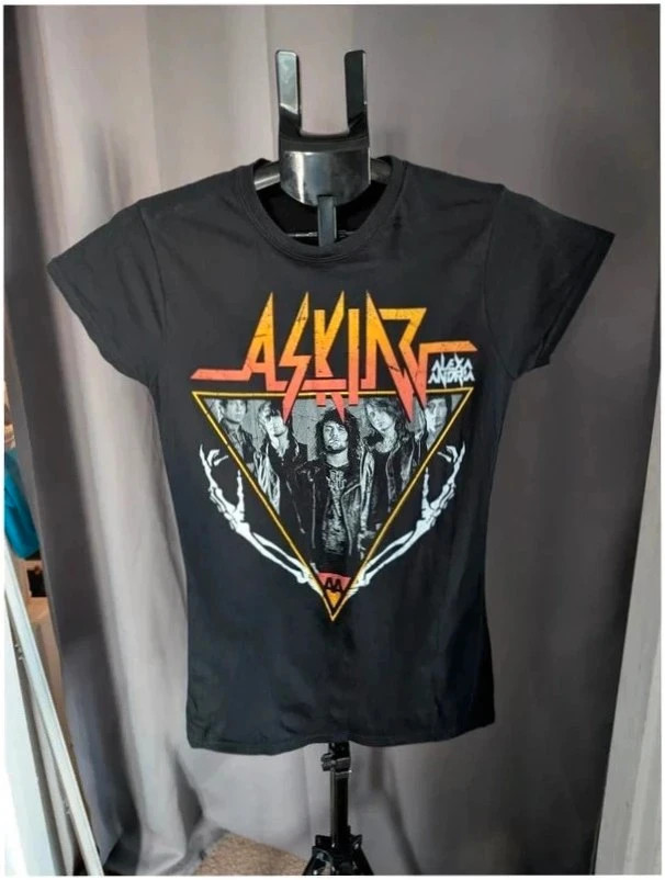 Alexa Andria Black Retro Rock Graphic T Shirt M UK 10 12