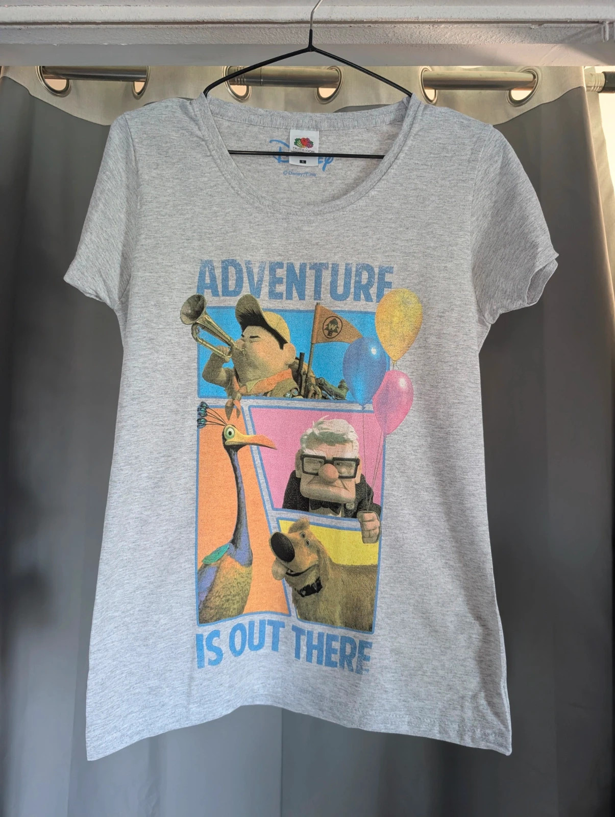 Official Disney Pixar Up Grey Marl Adventure Graphic T Shirt S UK 8 10