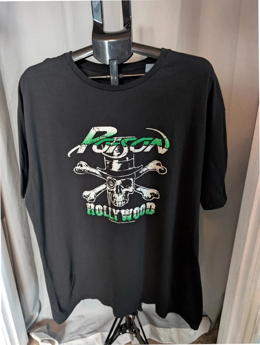 Official Poison Hollywood Skull Crossbones Band T Shirt Size 2XL Plus Size