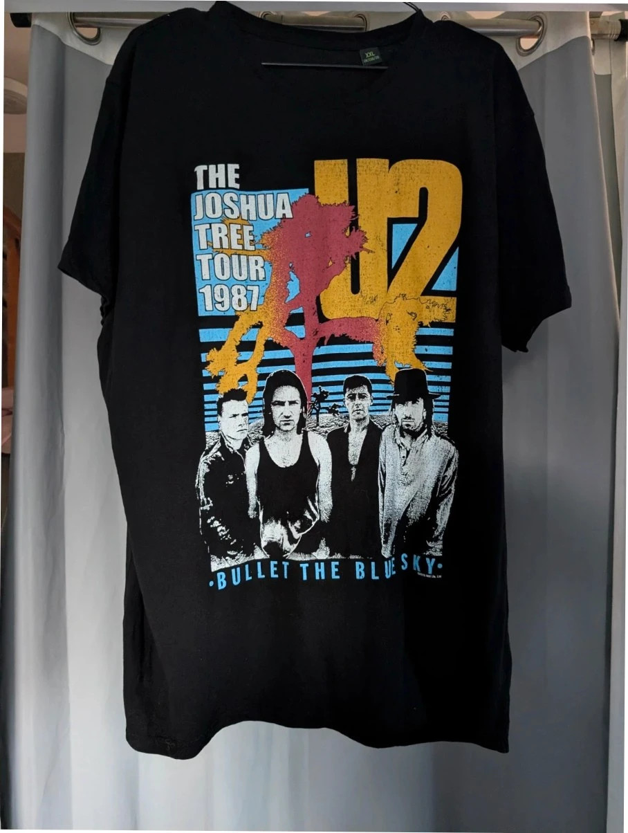 U2 Joshua Tree Tour 1987 T Shirt Black XXL Mens Band Graphic Tee 100 Cotton