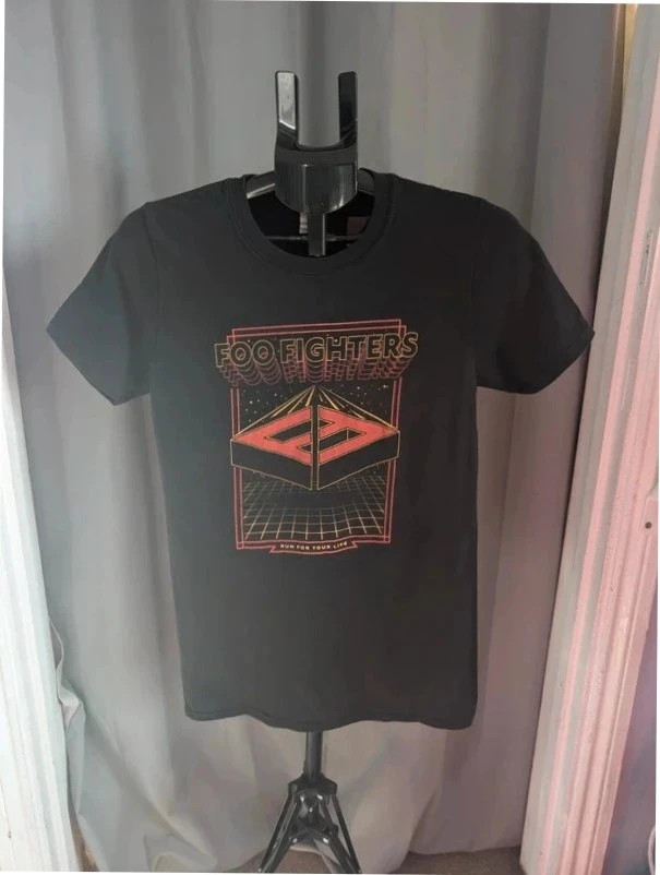 Foo Fighters Black Run For Your Life Graphic Band T Shirt S UK 8 10