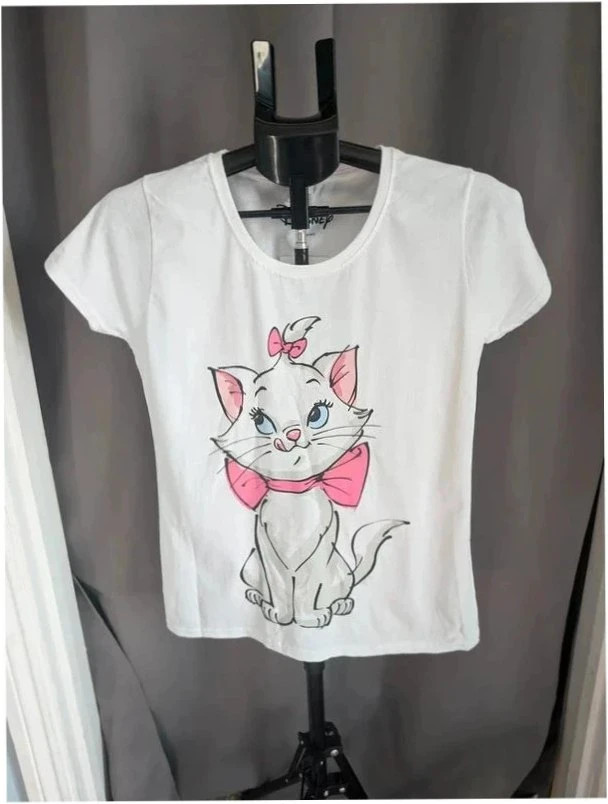 Official Disney Marie Aristocats Graphic T Shirt White M 10 12