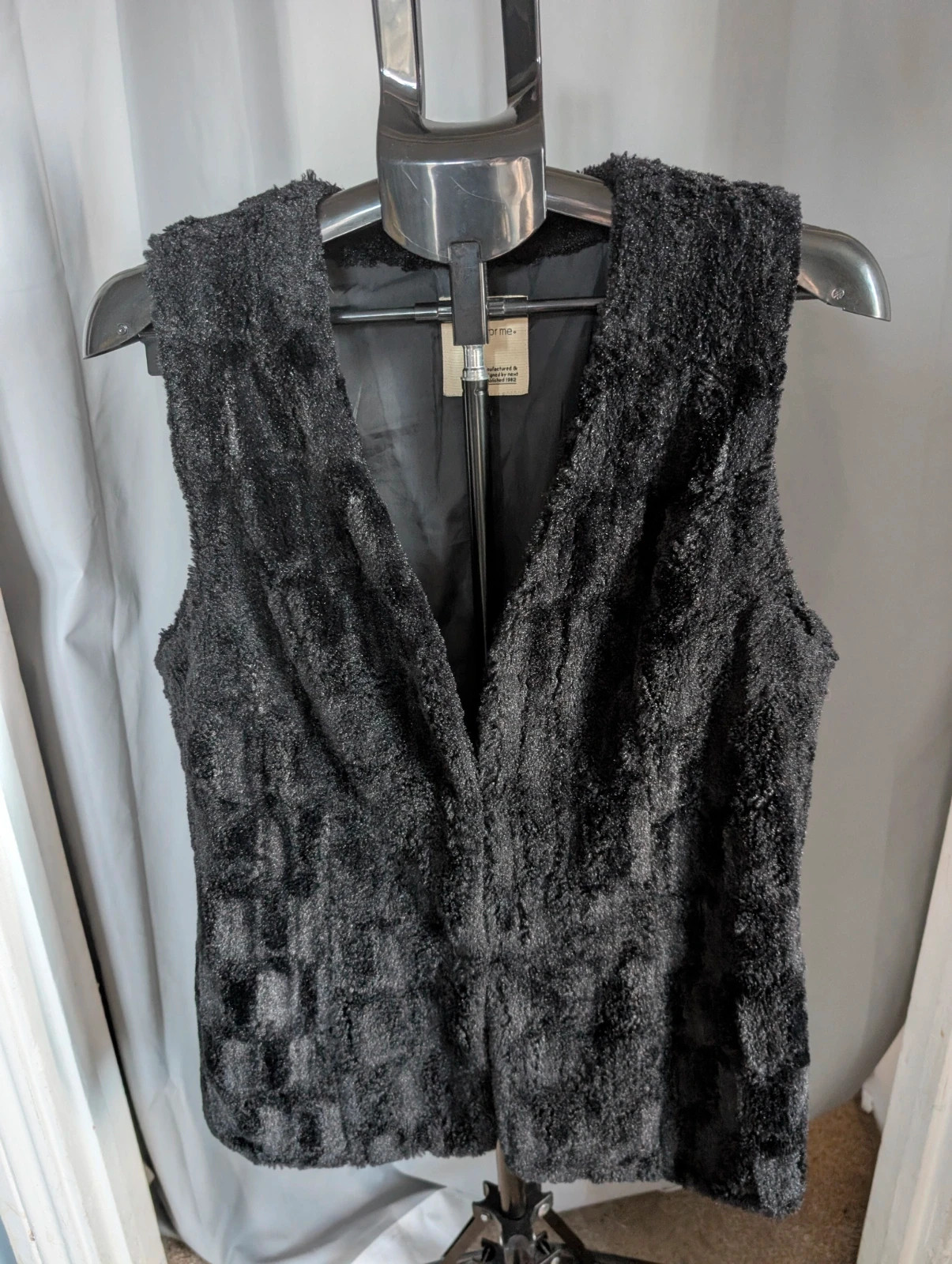Next Black Textured Faux Fur Gilet Waistcoat UK 14 EUR 42 Winter Alt