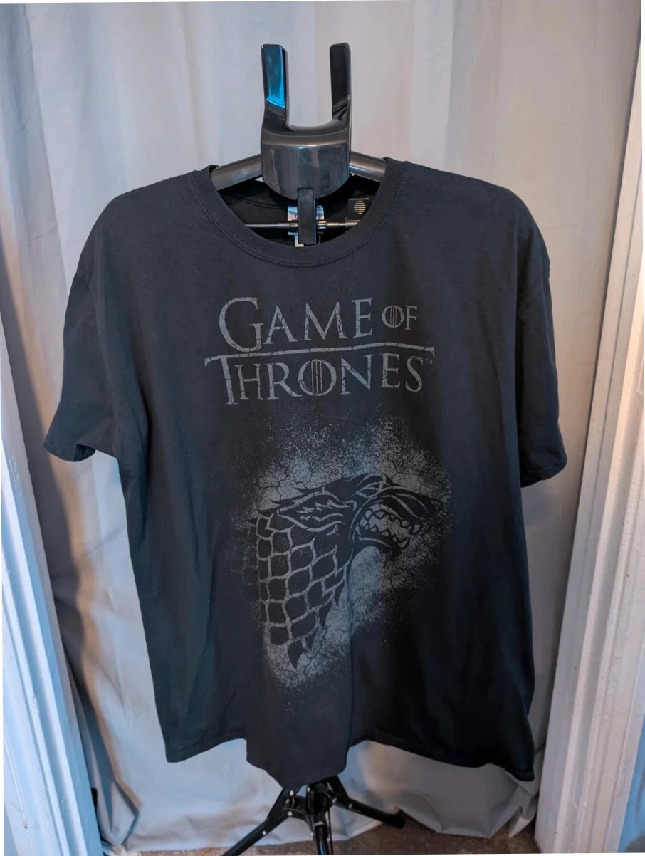 Official Game of Thrones House Stark Graphic T Shirt Black XXL 18 20