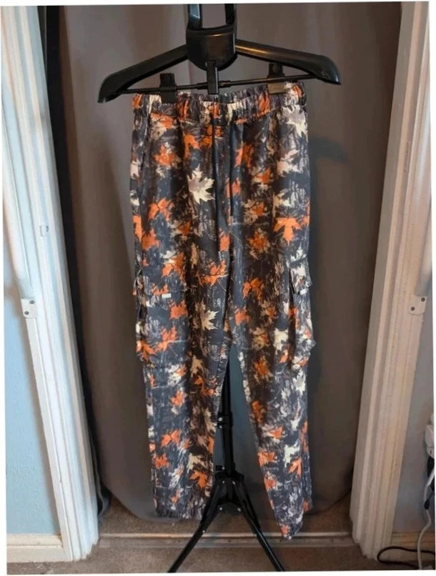 Crafted Grey Orange Leaf Camo Cargo Trousers Utility Combat Pants S 8 10