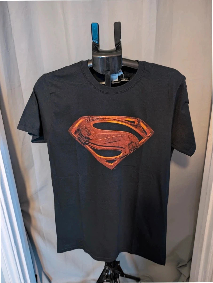 Official Superman Metallic Shield Graphic T Shirt Black M 10 12