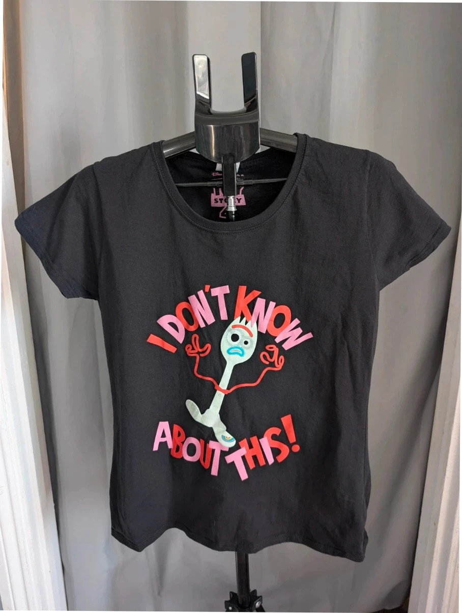 Official Disney Pixar Toy Story 4 Forky Graphic T Shirt Black XXL 18 20