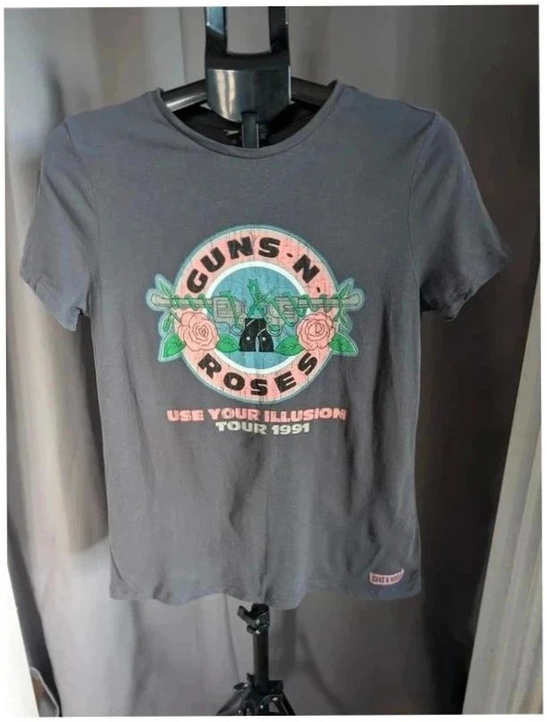 Vintage Guns N' Roses Use Your Illusion Tour 1991 Grey Band T-Shirt UK 12