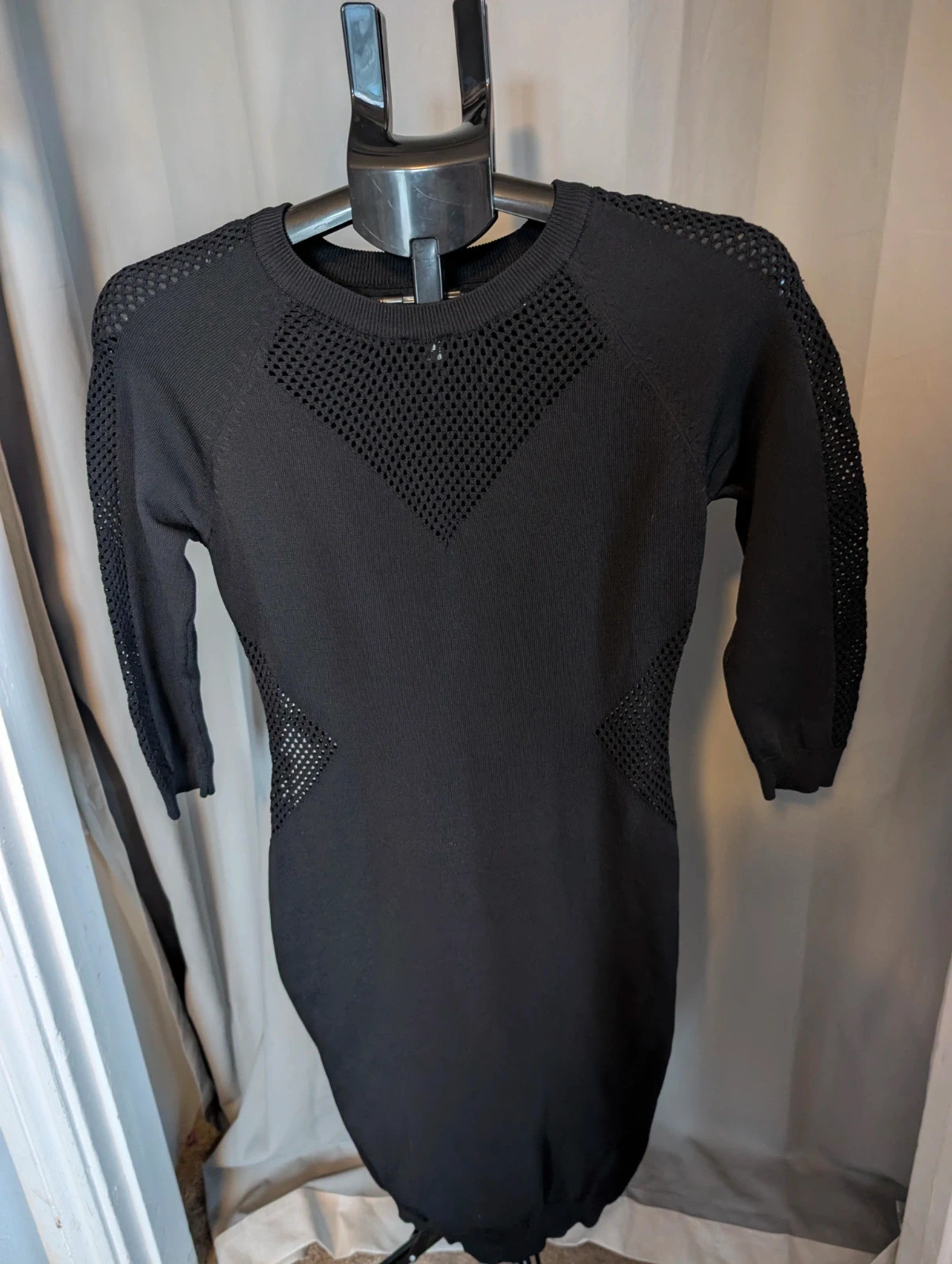 Blue Vanilla Black Cut Out Mesh Knit Bodycon Mini Dress Medium M Alt Goth