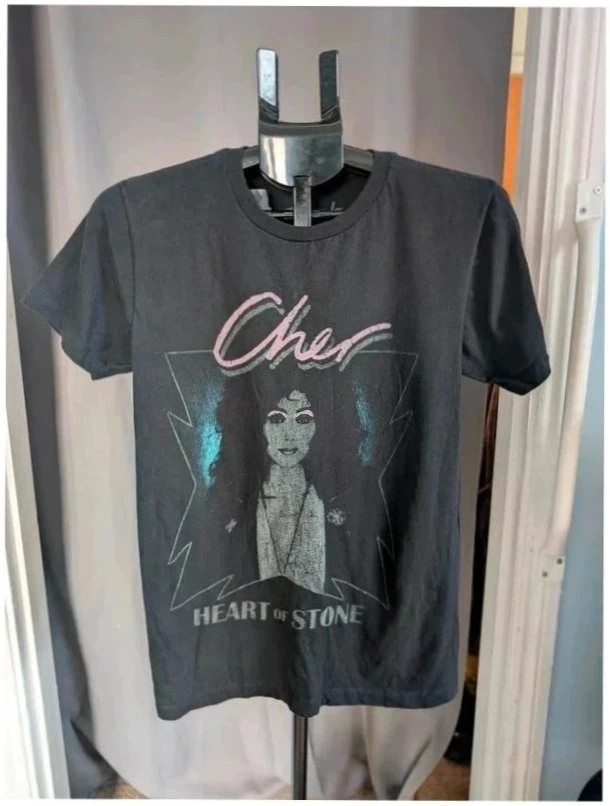 Cher 'Heart of Stone' Vintage Black Graphic T-Shirt XS UK 6 8