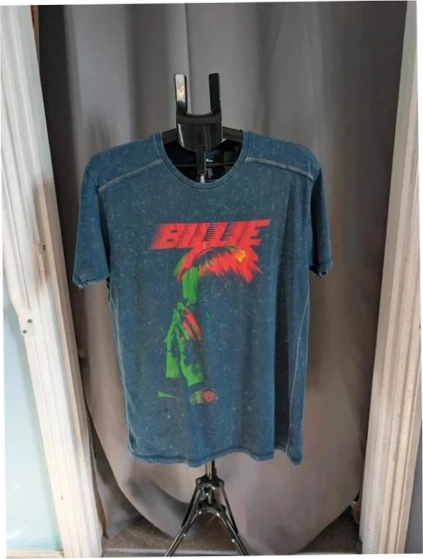 Official Billie Eilish Navy Acid Wash Graphic Band T Shirt Blue M 10 12