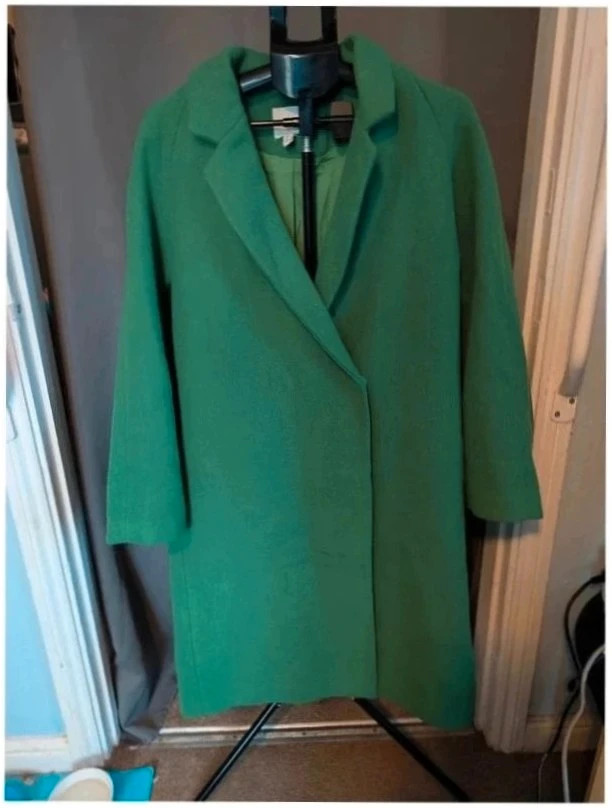 Hm Green Longline Coat Overcoats Size Large Winter