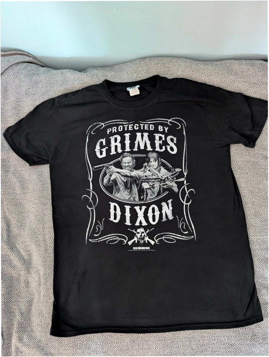 Official The Walking Dead Protected By Grimes Dixon T Shirt Black L 12 14