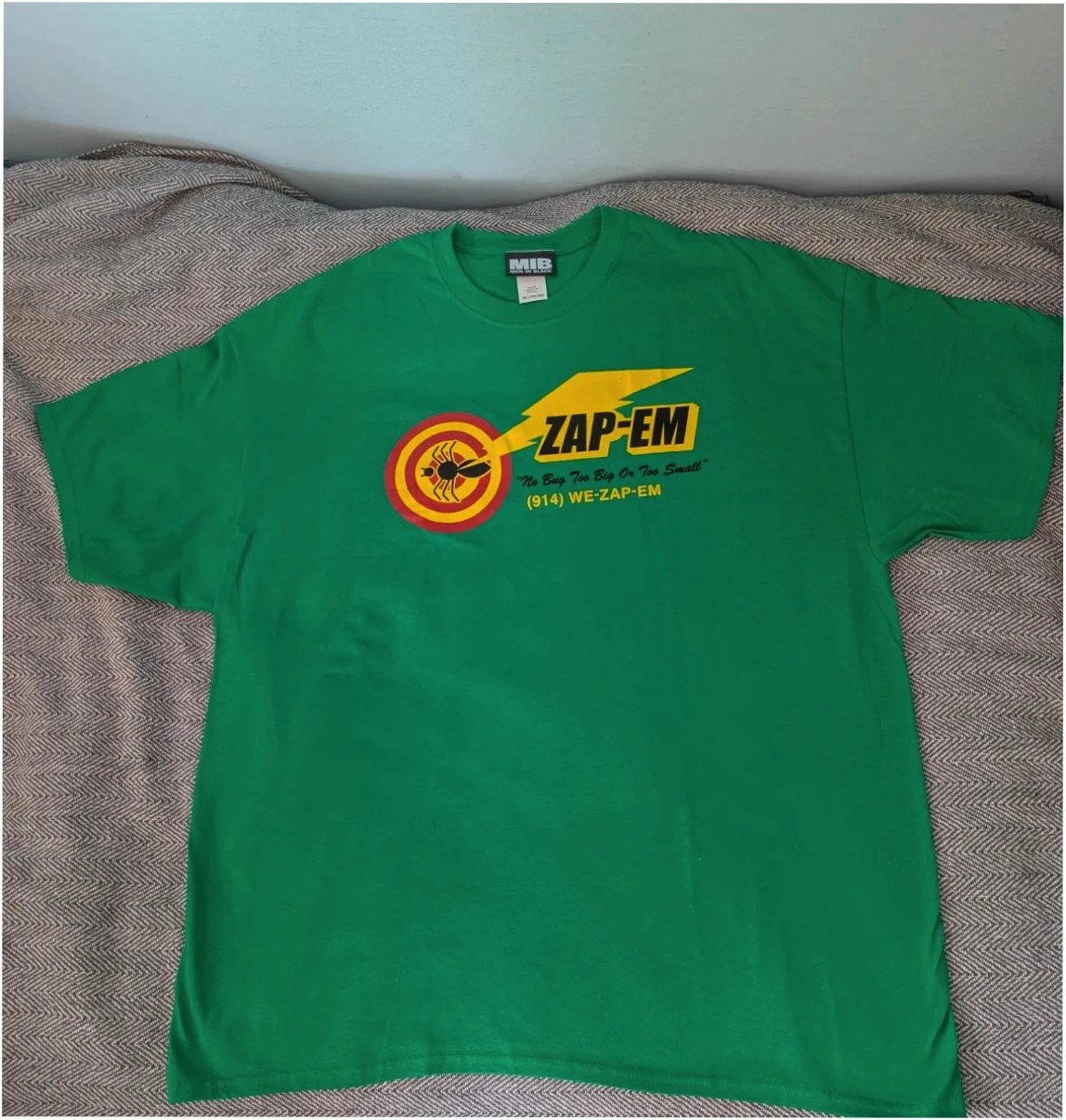 Official Men In Black Zap-Em Graphic T Shirt Green 2XL 18 20