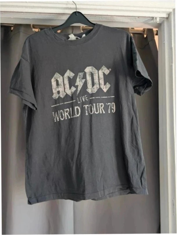 H&M Divided ACDC Band T Shirt Charcoal Grey Size S Small Grunge Graphic Tee