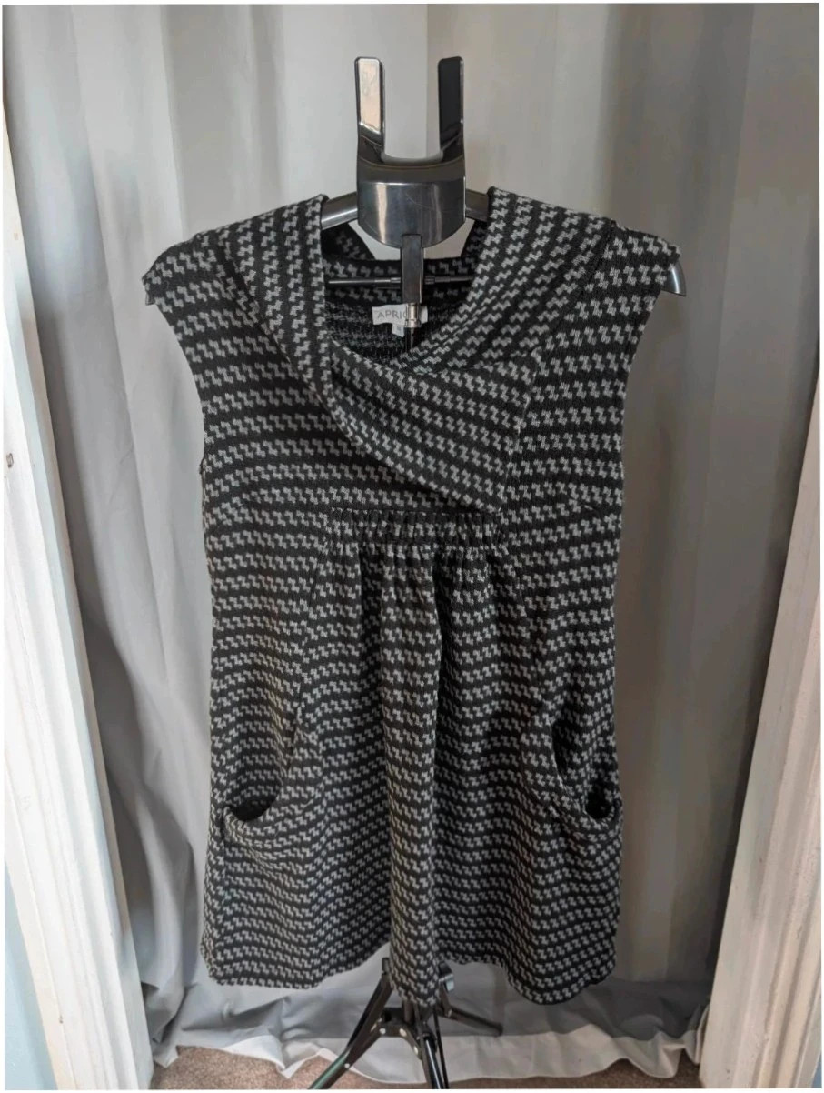 Apricot Grey Black Knit Cowl Neck Tunic Dress M UK 10 12