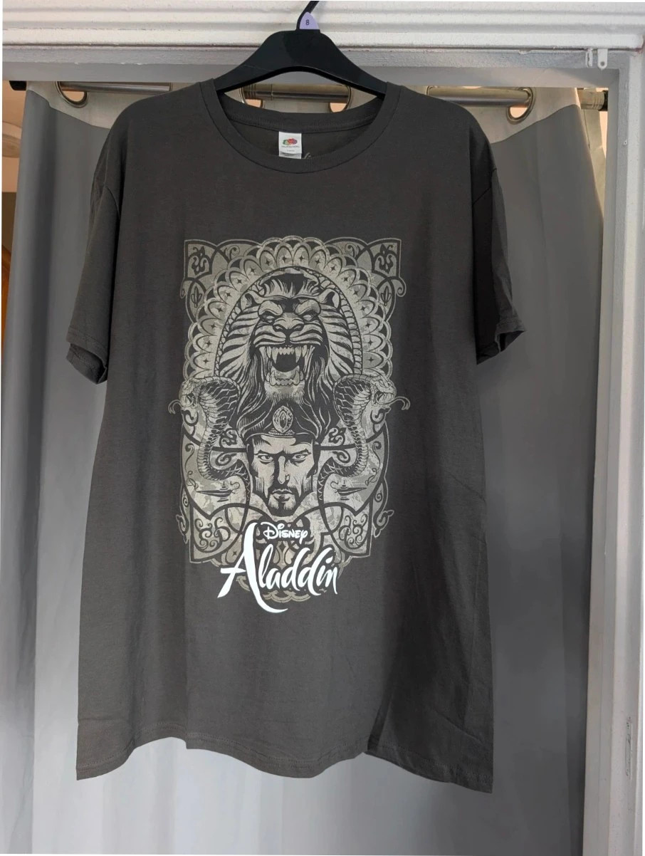 Disney Aladdin Jafar T Shirt Charcoal Grey L Mens Graphic Tee Cotton