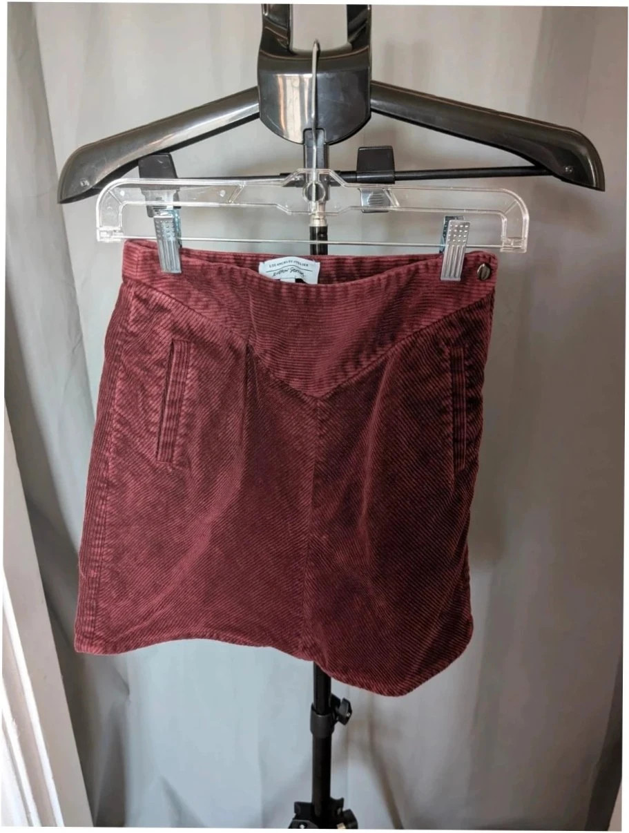 & Other Stories Burgundy Corduroy Western Mini Skirt EUR 34 UK 6