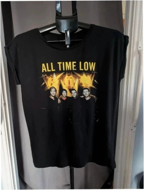 All Time Low Black Yellow Logo Graphic Band T Shirt M UK 10 12