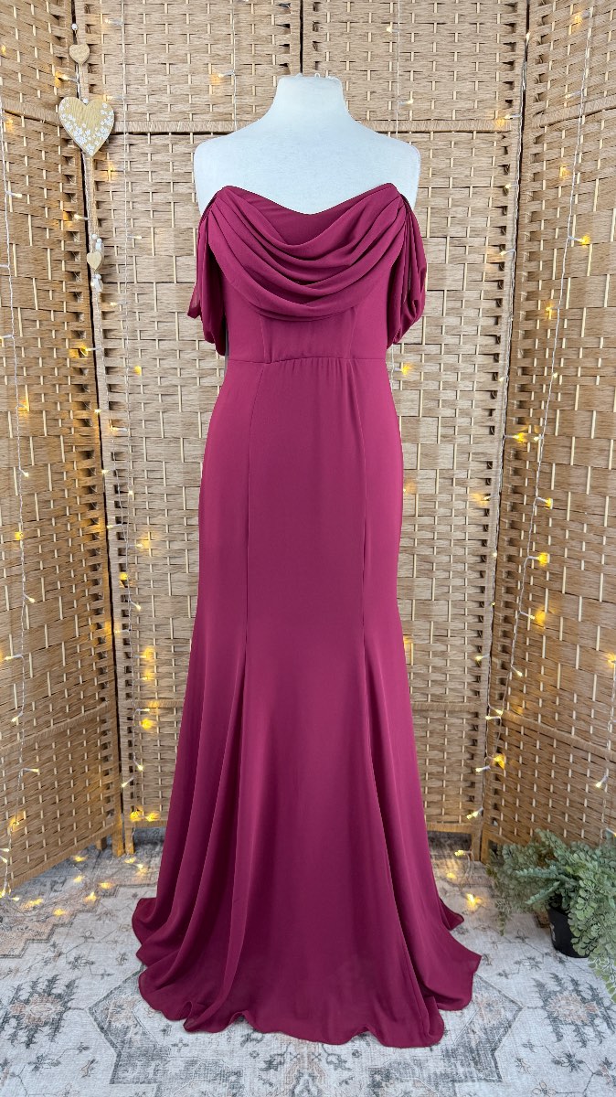 Goddiva Burgundy Chiffon Maxi Dress | UK 10 | BNWT