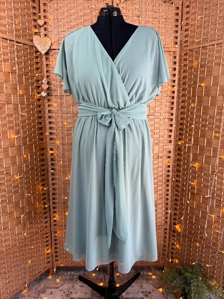 Goddiva Sage Green Midi Dress UK 16 Wedding Guest Occasion Dress