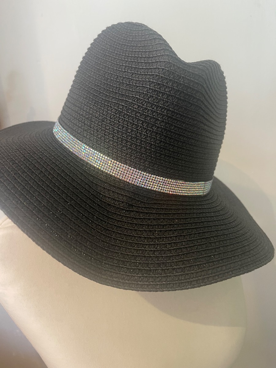 Black and silver straw hat