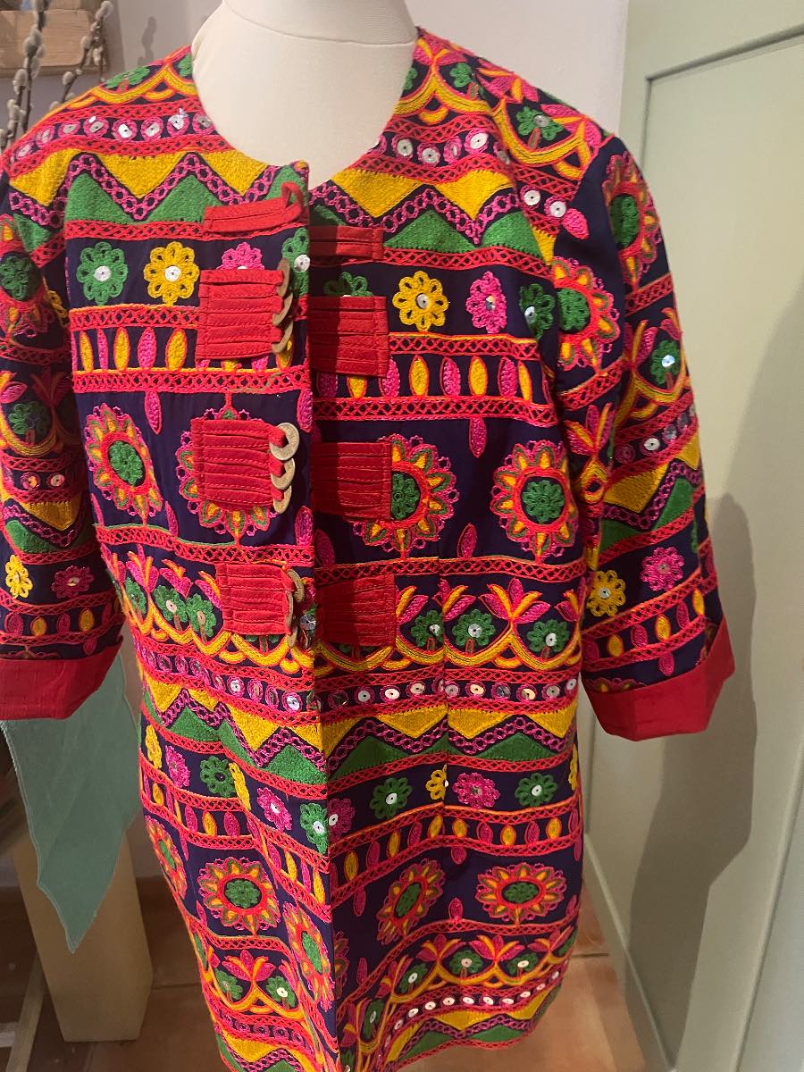 Multi coloured embroidered jacket