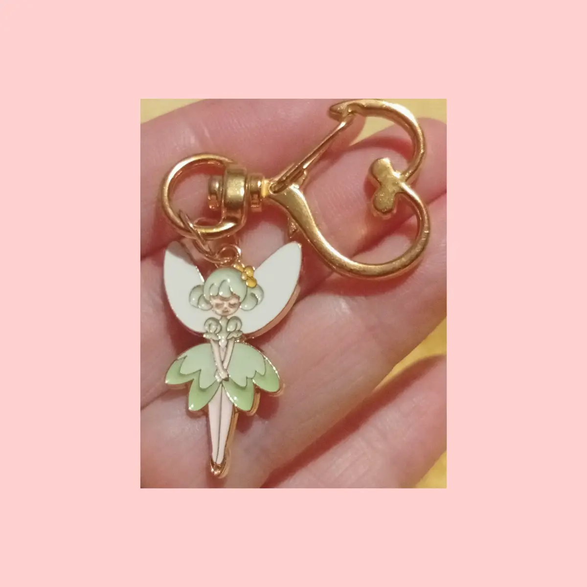 Cute animé manga style green fairy keyring personalised with your choice of initial charm