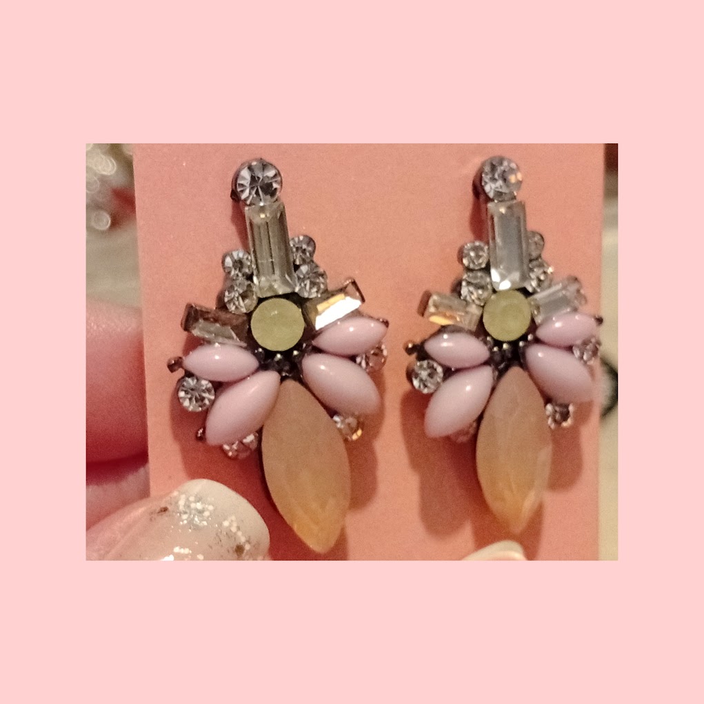 Art deco style diamante and rhinestone earrings. Studs.