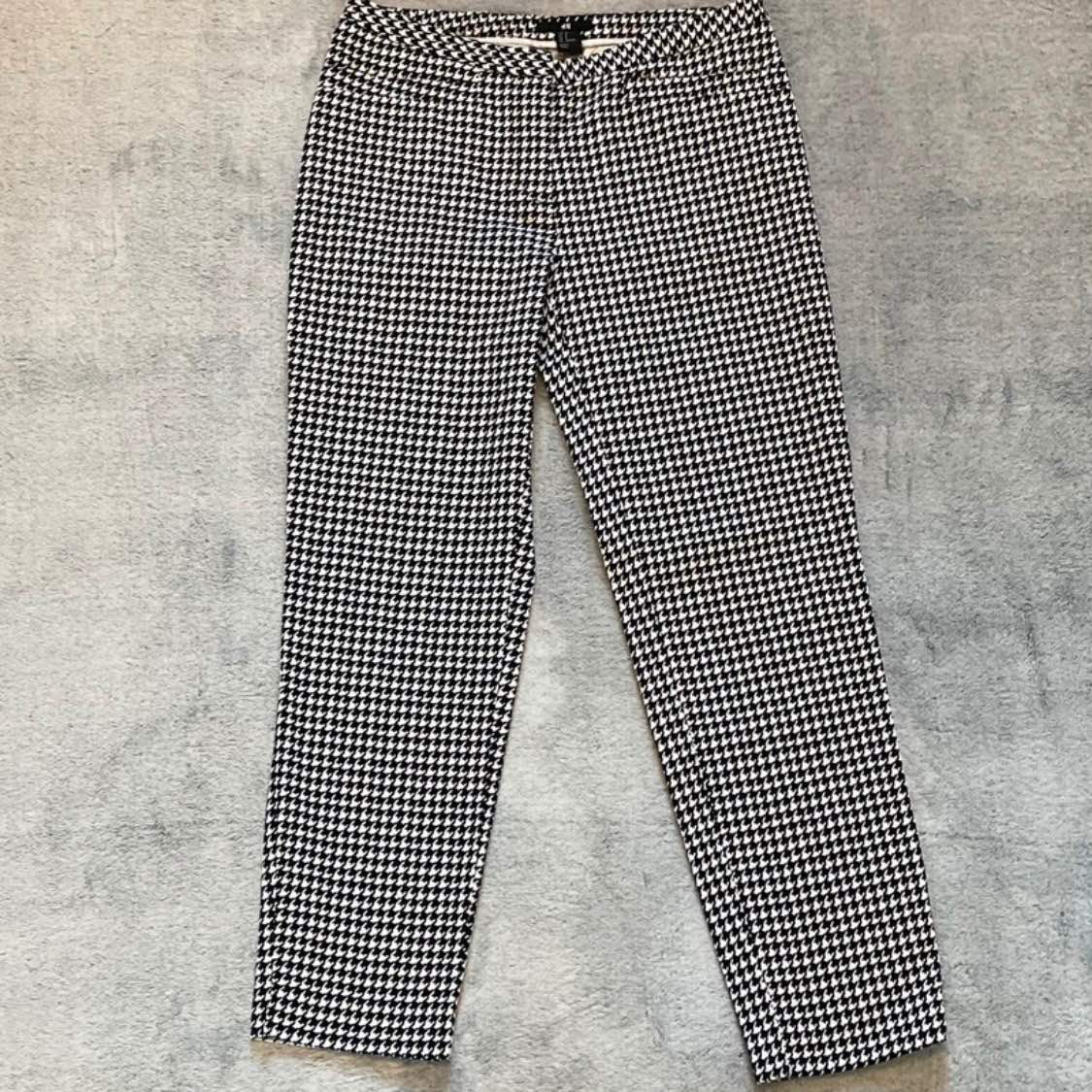 H&M Trousers H&M Black and White Houndstooth Gingham Workwear98% cotton Slim Fit Trousers UK Size 12