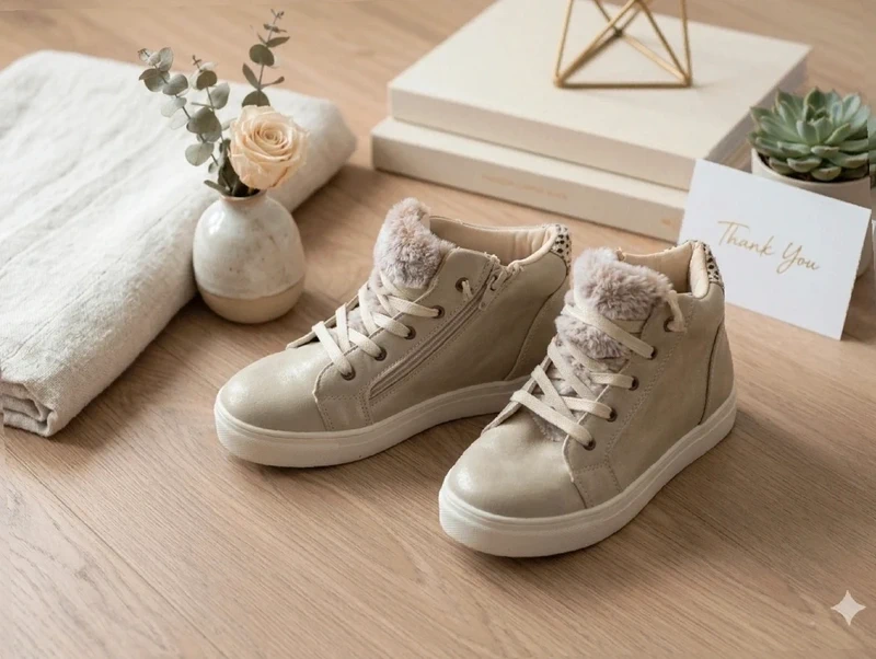 Tare Don Beige Fur Lined High Top Trainers UK 3
