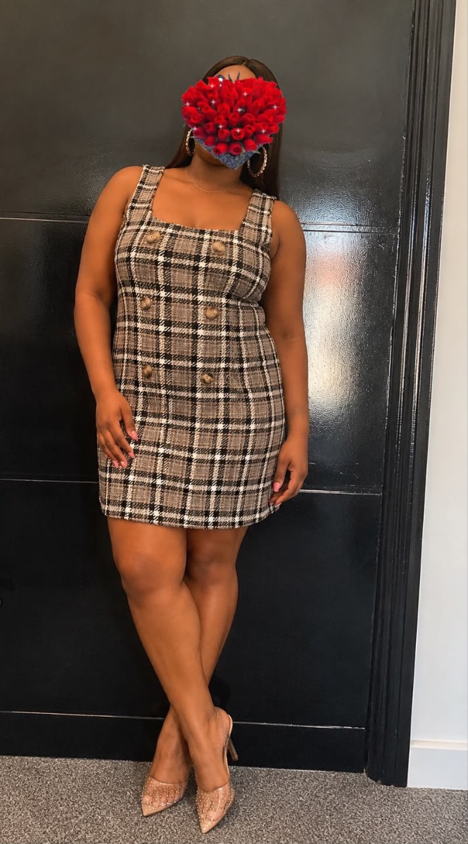 🤎 New Look Curves Checked Mini Dress – UK 18