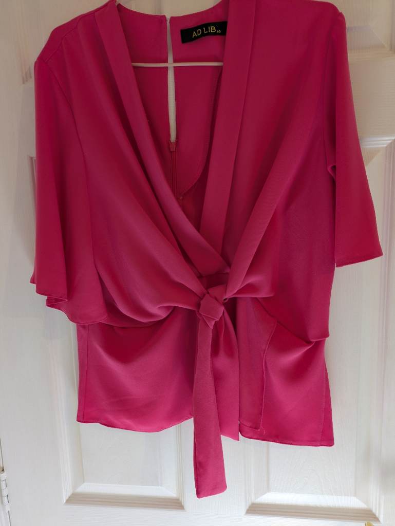 Ad Lib Tie Front Blouse Hot Pink Size 14