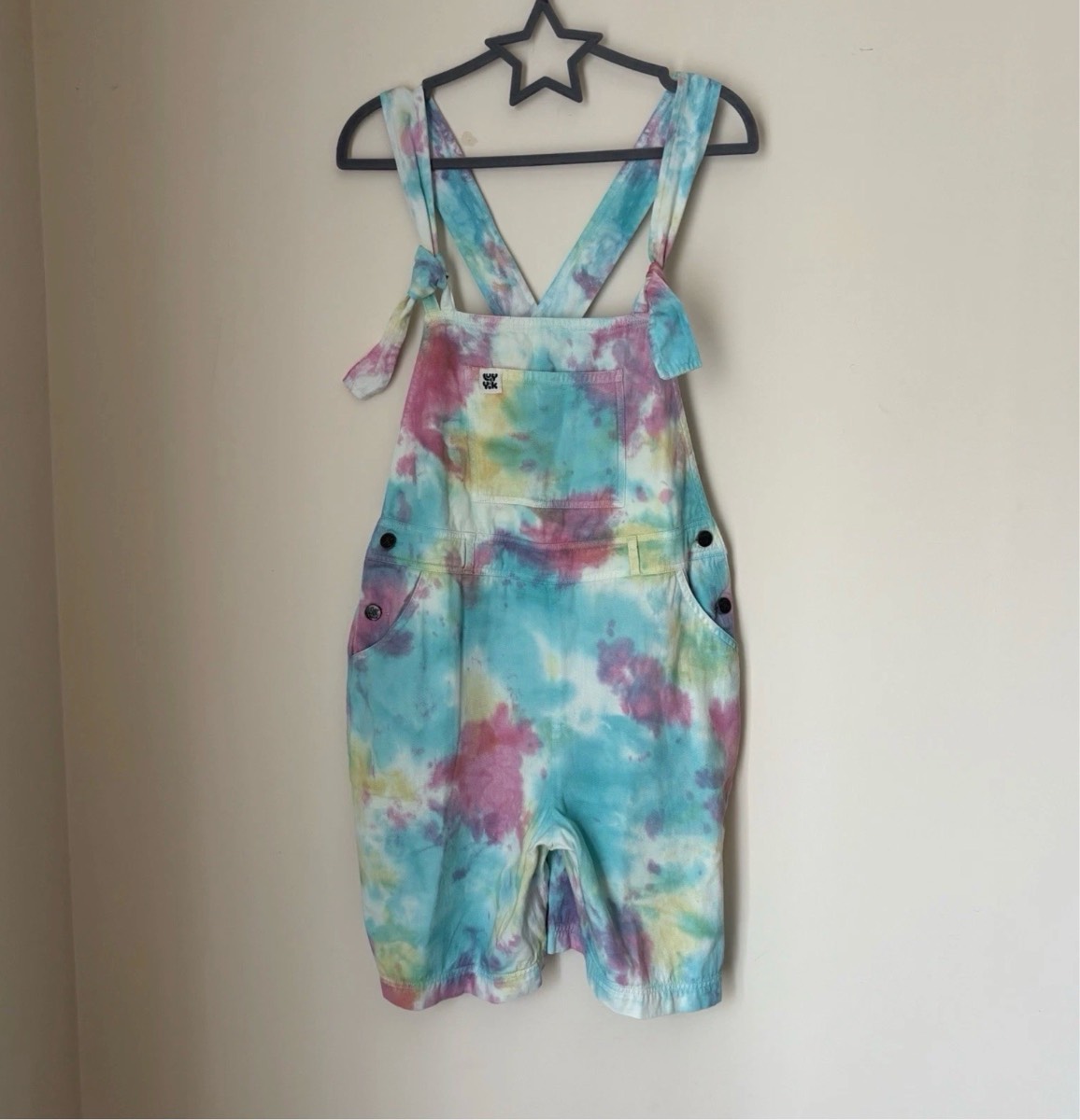 Lucy & Yak Size UK 8 Dungaree Shorts Tie Dye Colourful