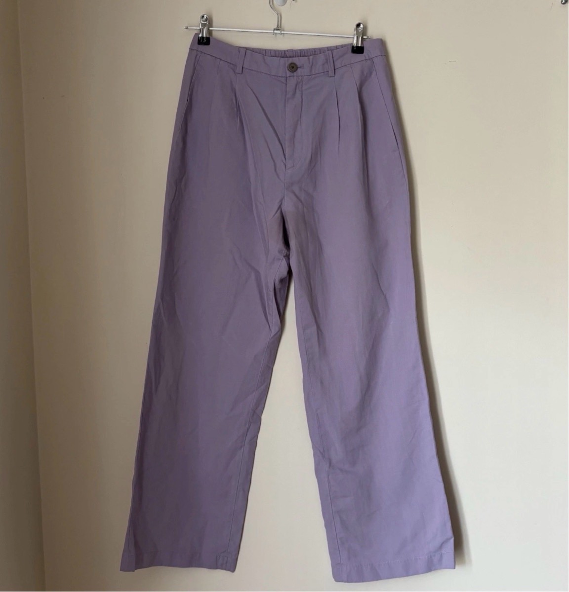 Uniqlo Trousers Size Small Purple Linen Blend Wide Leg High Waist