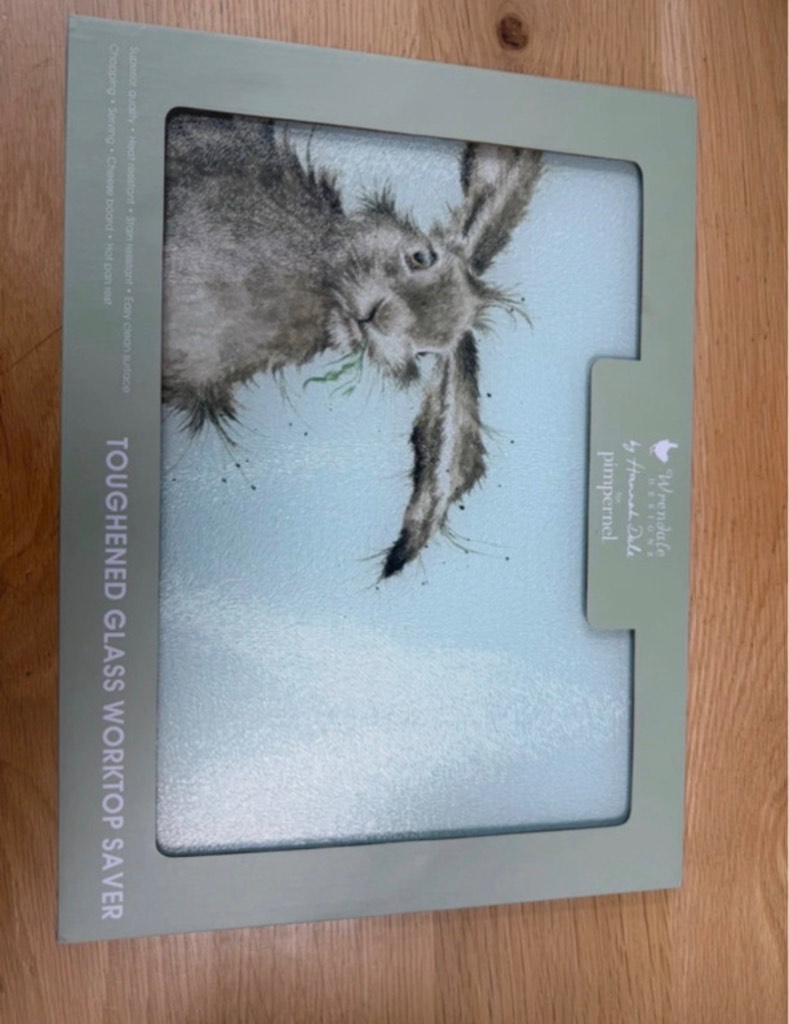 Hare brained hare glass worktop saver chopping board new