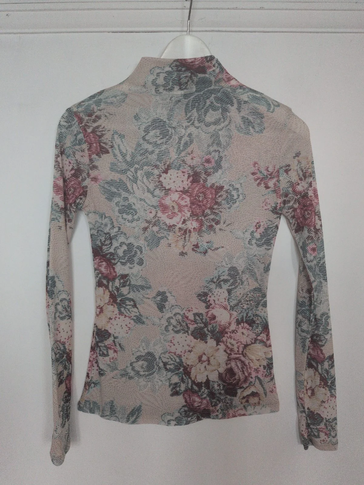 River Island Floral Turtle Neck Semi Sheer Top Size 8 Cottagecore Boho