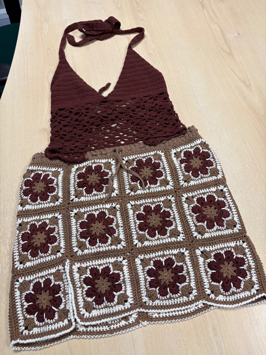 Beautiful handmade ladies size 12-14 crochet skirt and top set