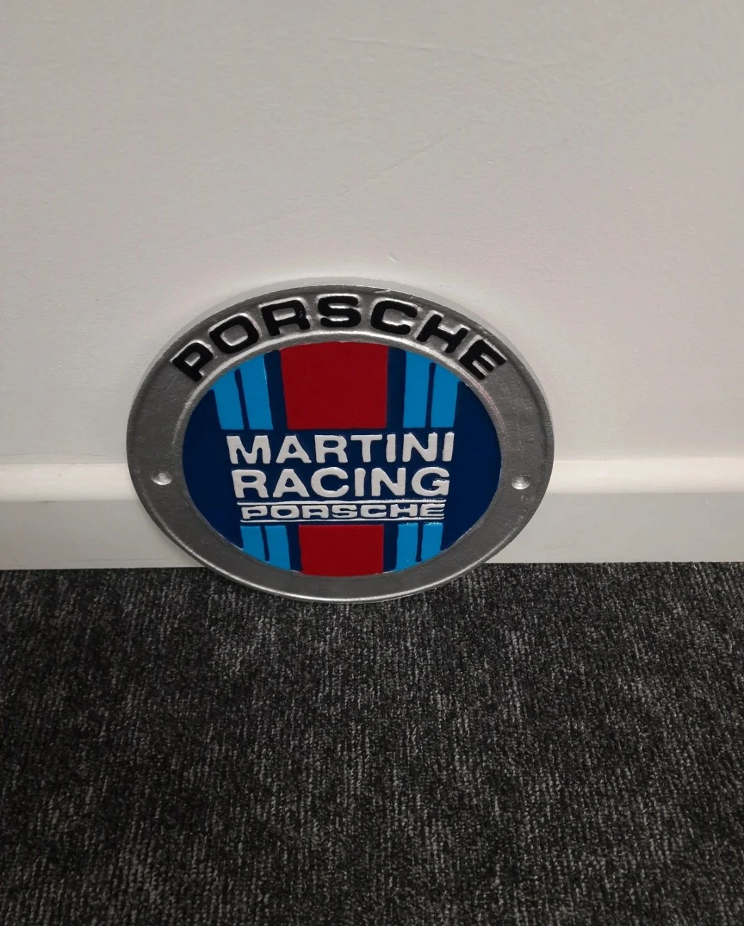 New Round Reproduction Porsche Martini Racing Wall Sign - Cast Aluminium