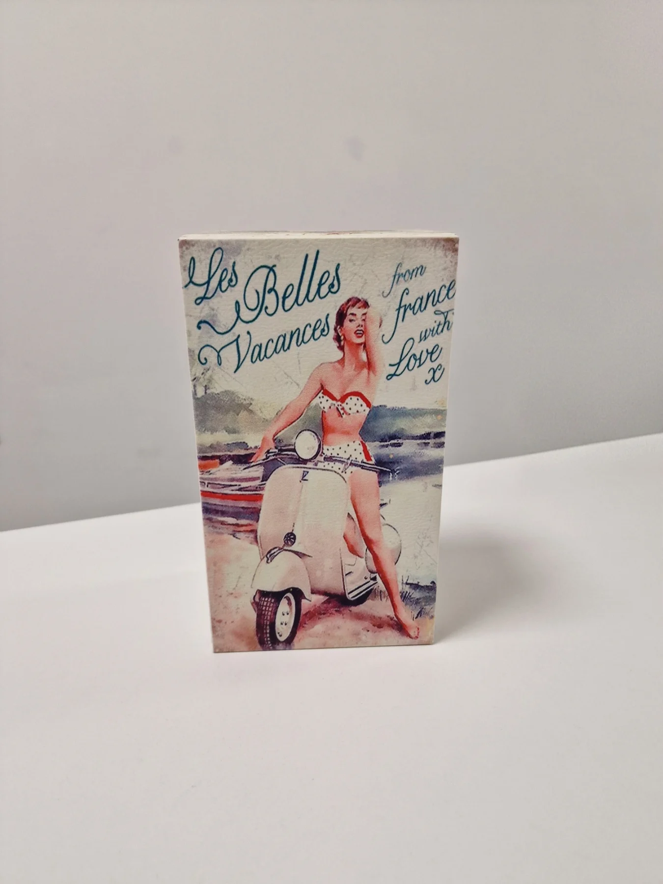 Medium Belles Funky Wooden Lidded Lined Vespa Scooter Storage Box L20cm H8.5cm D11cm