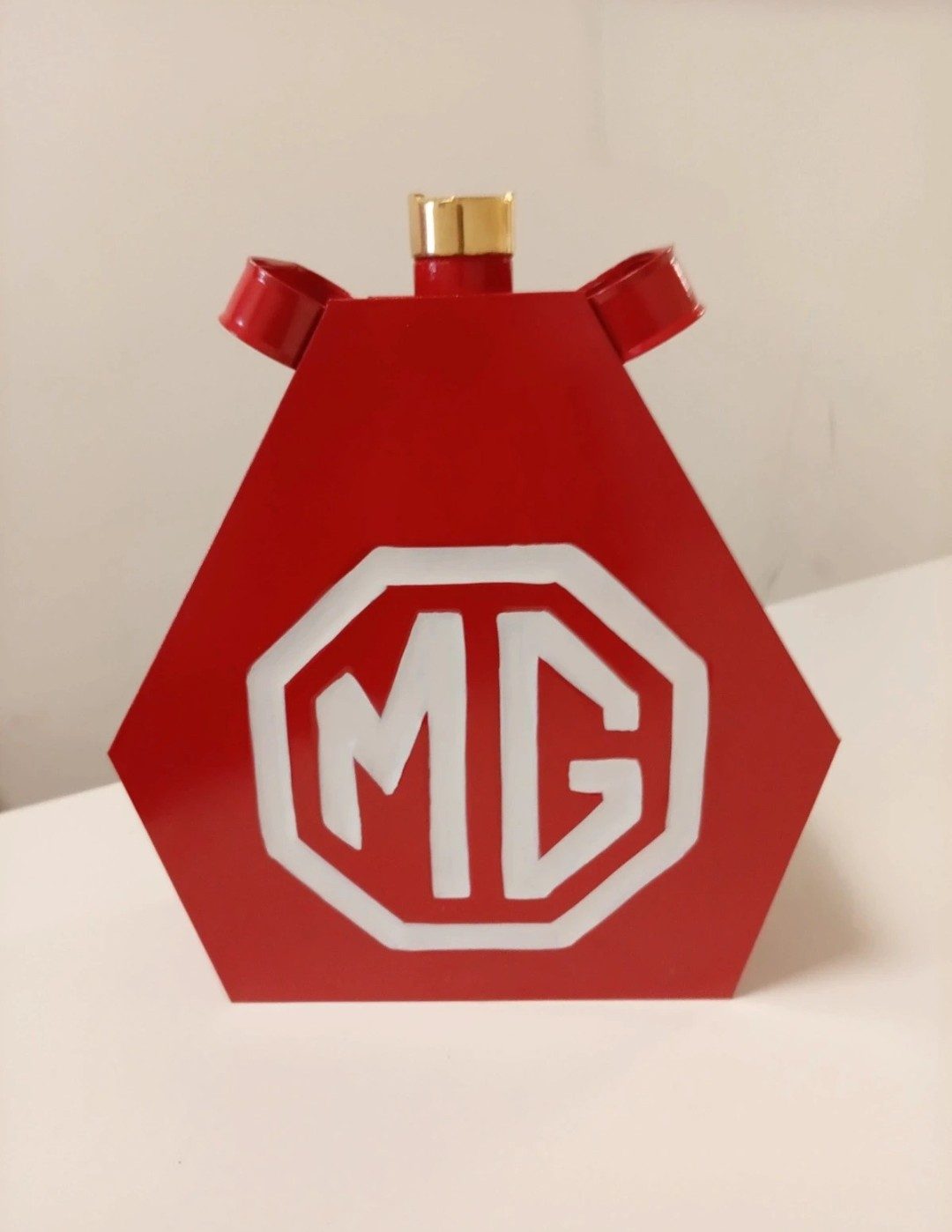 New Red Triangle Petrol Can With Embossed Screw Top - Garage Decor