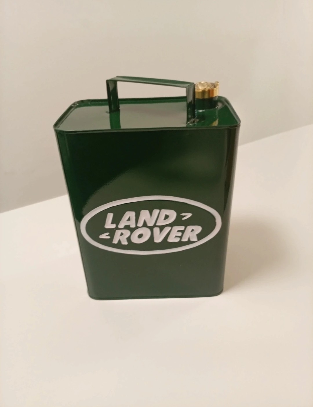 New Reproduction Small Dent Land Rover Petrol Can With Brass Cap- Garage Decor