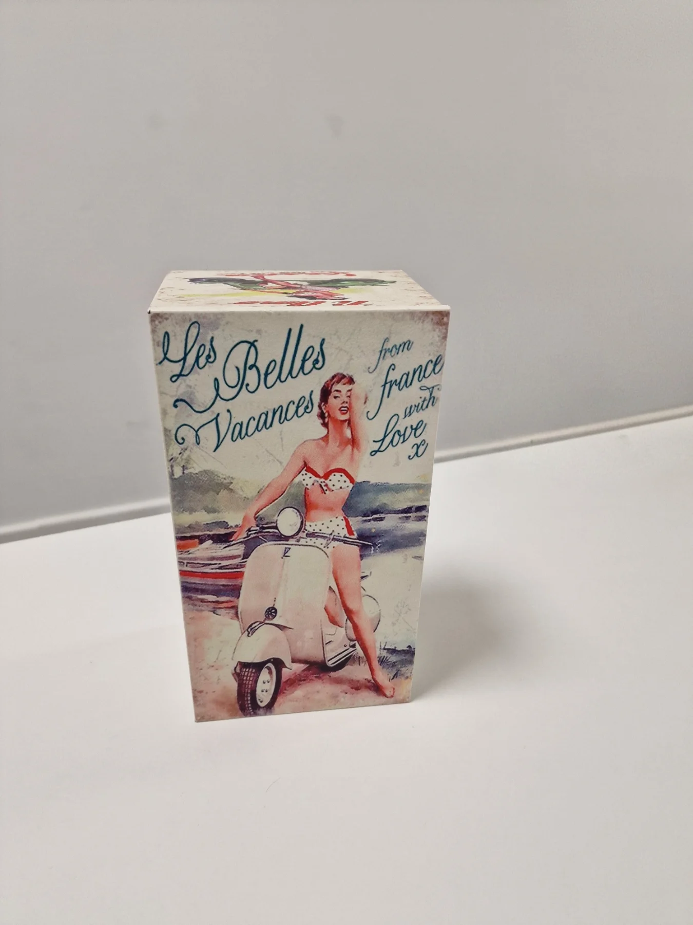 New Belles Funky Wooden Lidded Lined Scooter Storage Box L27cm H 11cm D10cm