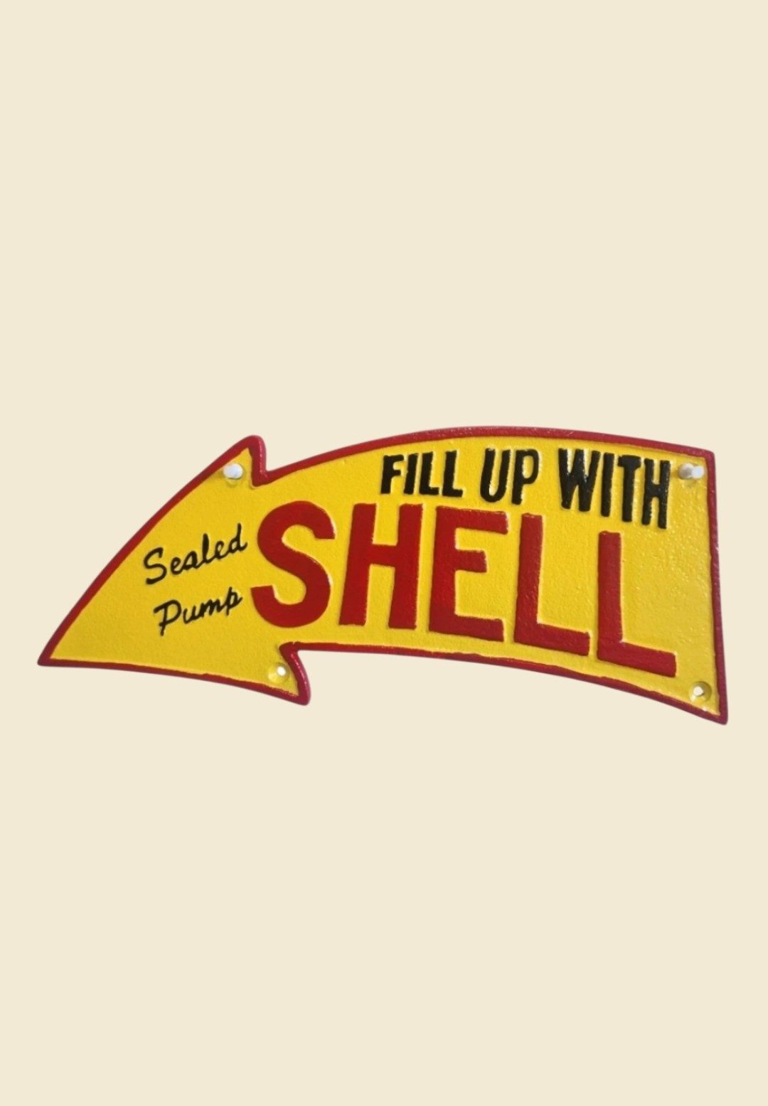 New Reproduction Large Shell Arrow Cast Iron Sign Plaque 40cm Petrol Oil Man Cave Garage